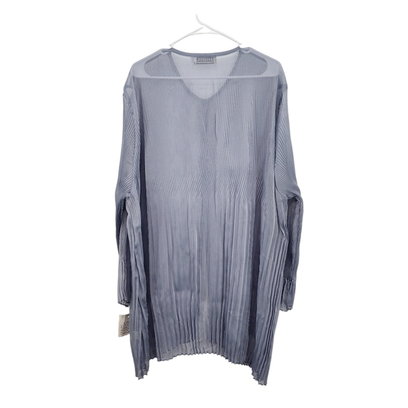 Bodil Women's Poly Chiffon Plisse Button Front Sheer Tunic Dress - XL - Picture 7 of 8